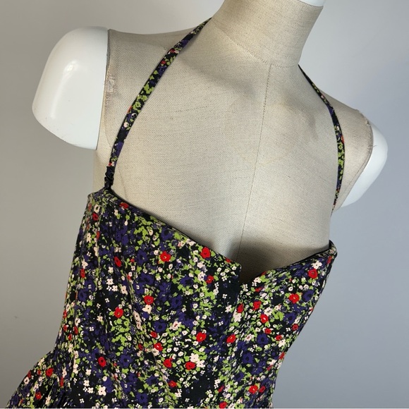 bebe Black Floral Mini Removable Strap/ Strapless Dress M - Picture 3 of 12